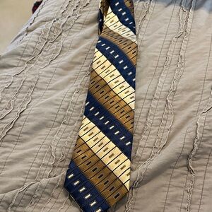 Navy, brown and Gold Diagonal Stripe Men's Tie